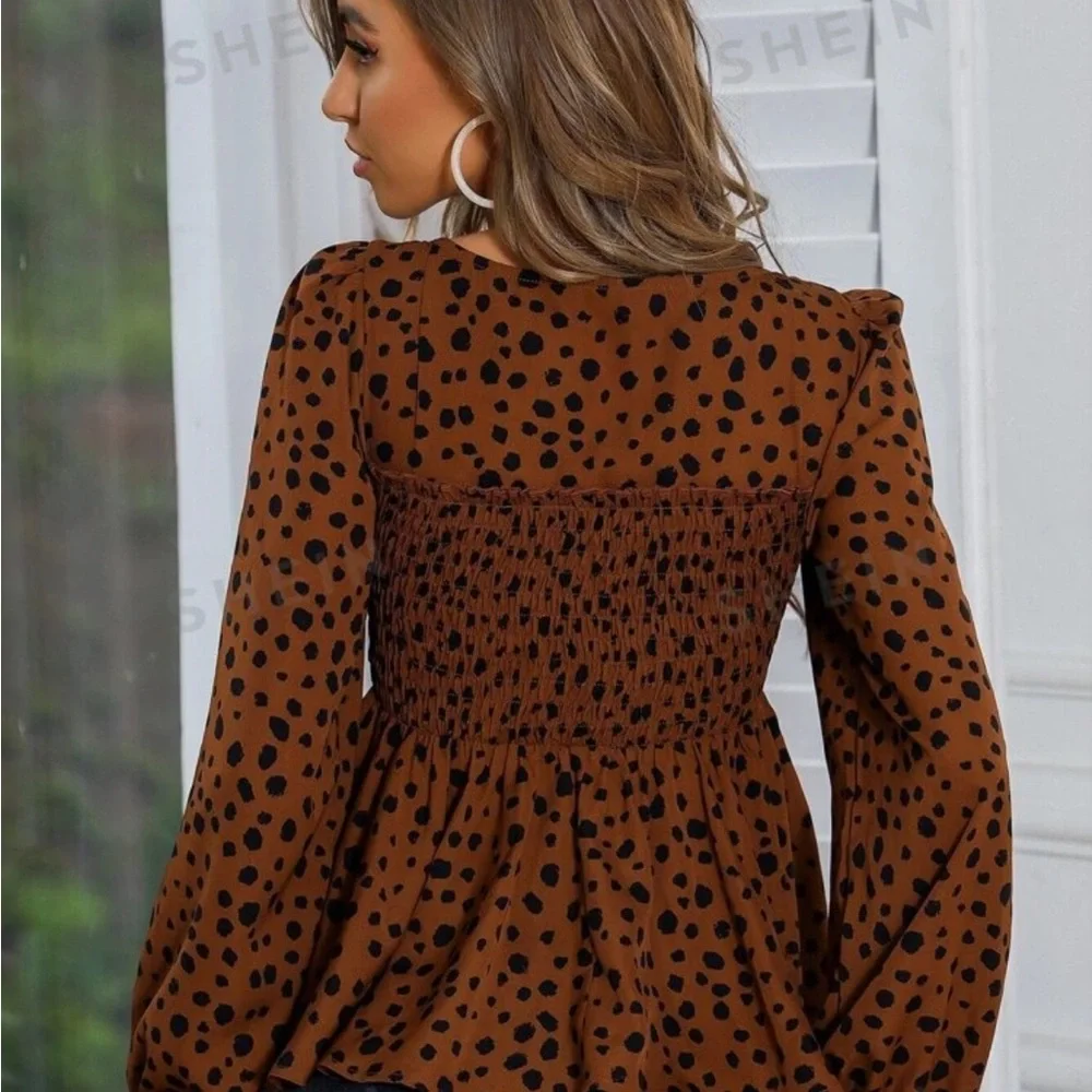 SHEIN - Brown - US M - Women’s Blouse - Trending - Casual - Work - Picture 2 of 6